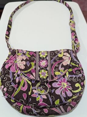 Vera Bradley Purple Punch Quilted Shoulder Bag Retired 2011 Floral Purse EUC